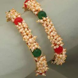 Women Pack of 2 Pearl-Beaded Bangles-image-1