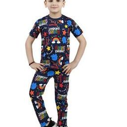 Boys Graphic Print Round-Neck T-Shirt & Pants Set-image-81