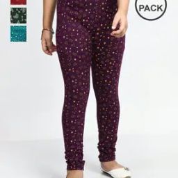 Girls Cotton Printed Ankle Length Leggings -image-86