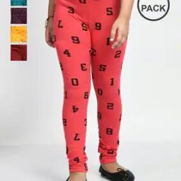 Girls Cotton Printed Ankle Length Leggings -image-87