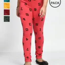 Girls Cotton Printed Ankle Length Leggings  -image-85