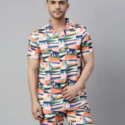 Printed Cuban Collar Shirt & Shorts Set-image-22
