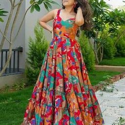 Women Floral Printed Gown Dress         -image-93