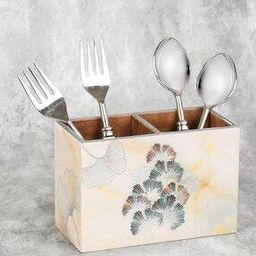 Wooden Floral Print Caddy -image-0