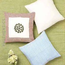 Set of 3 Handblock Printed Cushion Covers 16" x 16"-18