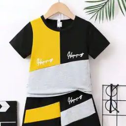 Boys Colourblock Shorts & T-Shirt Set-picture-41