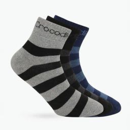 crocodile Pack of 3 Men Striped Assorted Ankle-Length Socks image 1