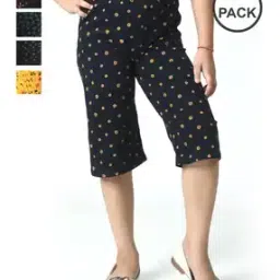 Girls Pack of 5 Printed Loose Capris-image-22