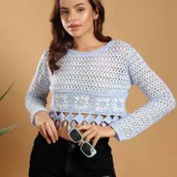 Women Multicolor Crochet Top-image-2