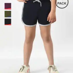Girls Pack of 4 High-Rise Regular Fit Shorts-picture-16