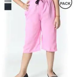 Girls Pack of 3 High-Rise Loose Capris-image-73