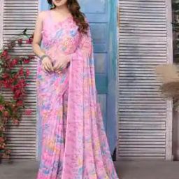 Leaf Print Saree with Blouse Piece-image-71