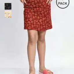 Girls Floral Straight Mini Length Skirt-image-41