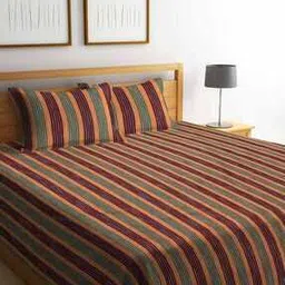 arrabi Striped Handwoven Cotton Double King Bedcover with 2 Pillow Covers-picture-42