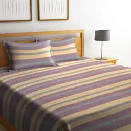 Striped Handwoven Cotton Double King Bedcover with 2 Pillow Covers-picture-33