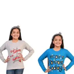 Girls Pack of 2 Graphic Print Regular Fit Round-Neck T-Shirts-image-36