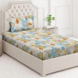 Cotton Blend Single Size Bedsheet with 1 Pillow Cover-image-37
