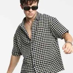 Men Oversized Fit Cuban-Collar Shirt-image-29