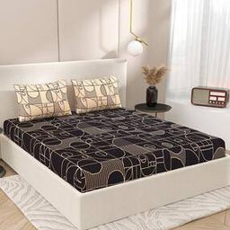 Jinaya's 250 GSM Geometric Print Super King Size Supersoft Microfiber Bedsheet with 2 Pillow Cover-21