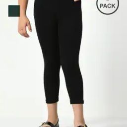 Pack of 2 Flat Front Mid-Calf Length Slim Fit Capris-image-49