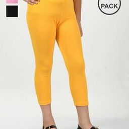 Pack of 3 Flat Front Mid-Calf Length Slim Fit Capris-image-75