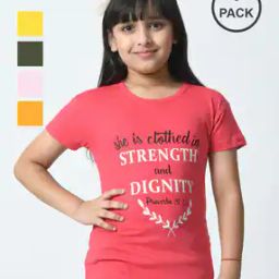  Girls Cotton Regular Fit Printed T-Shirt-image-28