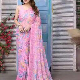 Leaf Print Chiffon Saree-picture-8