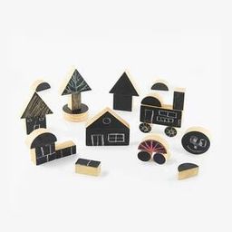 Set of 25 Imagination Play Wooden Slate Blocks-15