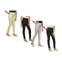 Pack of 4 Printed Leggings with Elasticated Waist-image-110