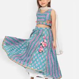 Floral Print Lehenga Choli with Dupatta Set-image-54