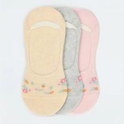 Set of 3 Floral Print No-Show Socks-36
