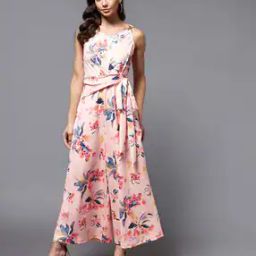 Floral Print Jumpsuit with Waist Tie-Up-picture-34