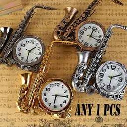 Analogue Saxophone Shaped Round Alarm Clock-image-12
