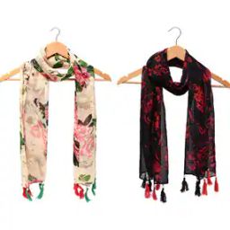 Pack of 2 Women Cotton Printed Scarf  -picture-47