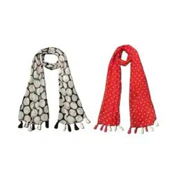 Pack of 2 Women Cotton Printed Scarf  -17