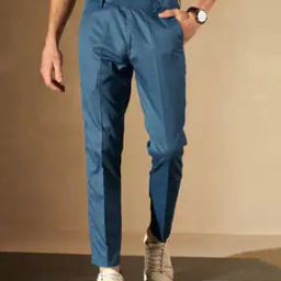 Men Slim Fit Trousers with Insert Pockets-image-3