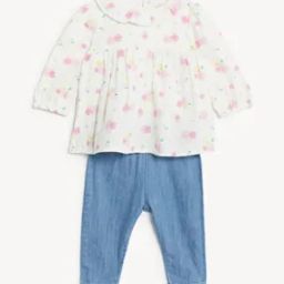 Floral Print Top with Jeans-image-70