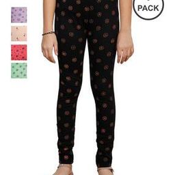 Pack of 5 Girls Cotton Printed Leggings   -picture-31