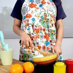 Multicolor Cotton Floral Printed Free Size Apron-image-2