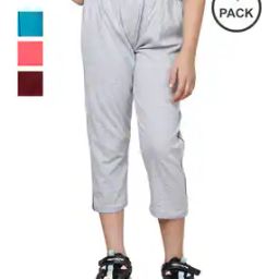 Girls Pack of 4 Slim Fit Flat Front Capris-image-20