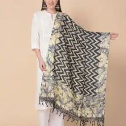 Chevron Print Dupatta with Tassels-25