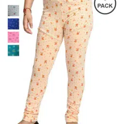 Girls Pack of 5 Printed Leggings with Elasticated Waist-image-9