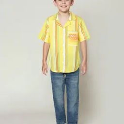 Boys Striped Slim Fit Shirt with Patch Pocket-image-86
