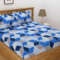 140TC Geometric Print Double Bedsheet with Pillow Covers-12