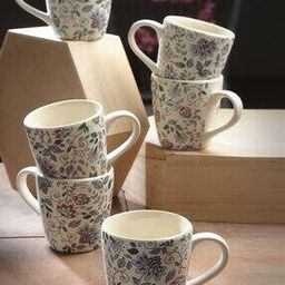 Floral Print Handcrafted Stoneware Tea Cups-10