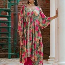 Floral Print Kaftan Tunic with Palazzo-image-1