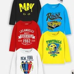 Pack of 5 Typographic Print Crew-Neck T-Shirt-image-73