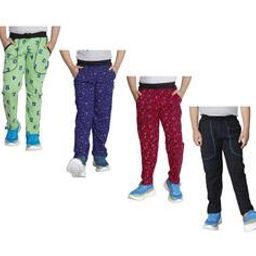 indiweaves Pack of 4 Printed Fitted Track Pants with Drawstring Waist-picture-3