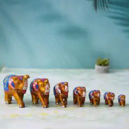 Set of 7 Meenakari Handcrafted Elephant Statues-2