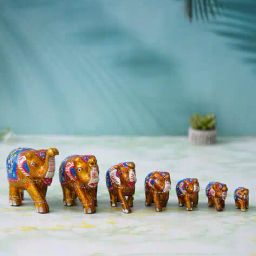 ecraftindia Set of 7 Meenakari Handcrafted Elephant Statues image 1
